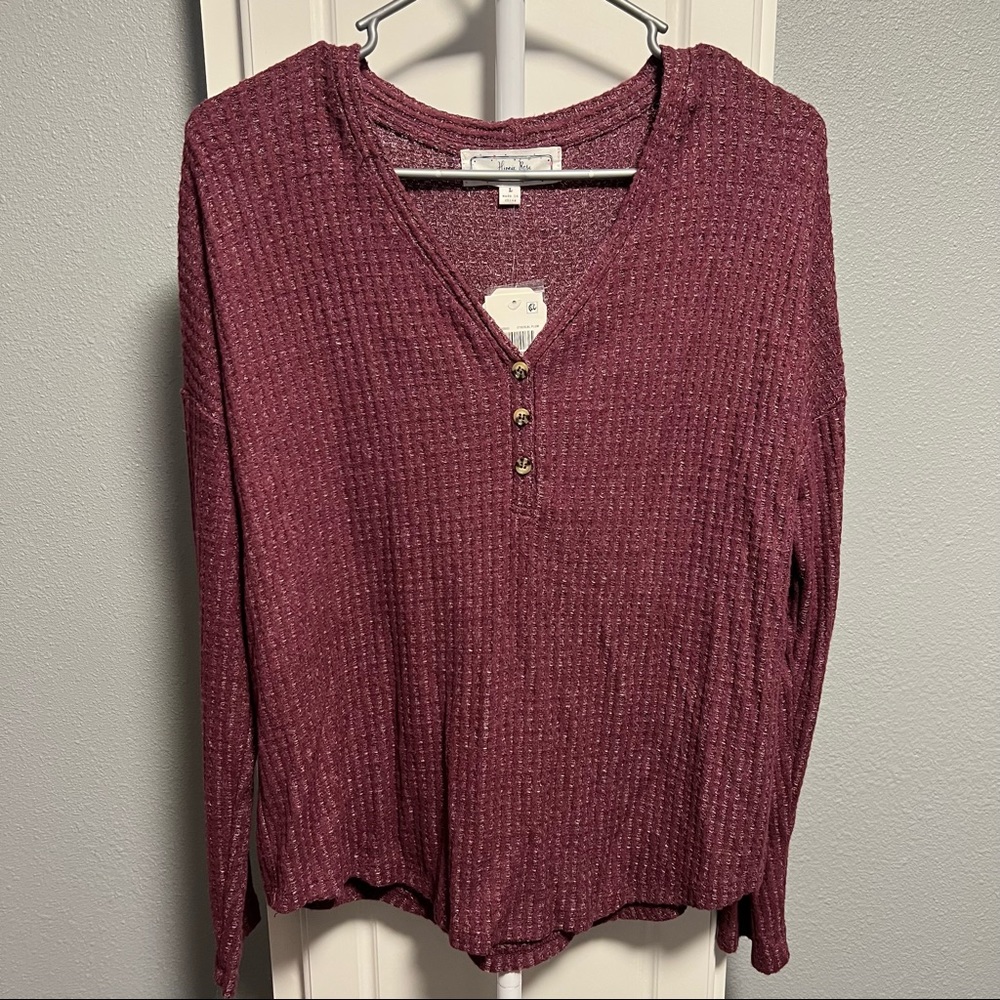 Hippie Rose Waffle Kint Henley L